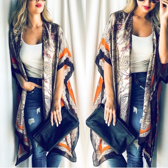 New Paisley Print Kimono Cardigan - Picture 2 of 6
